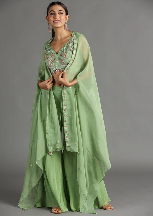 Green Chinnon Palazzo Set