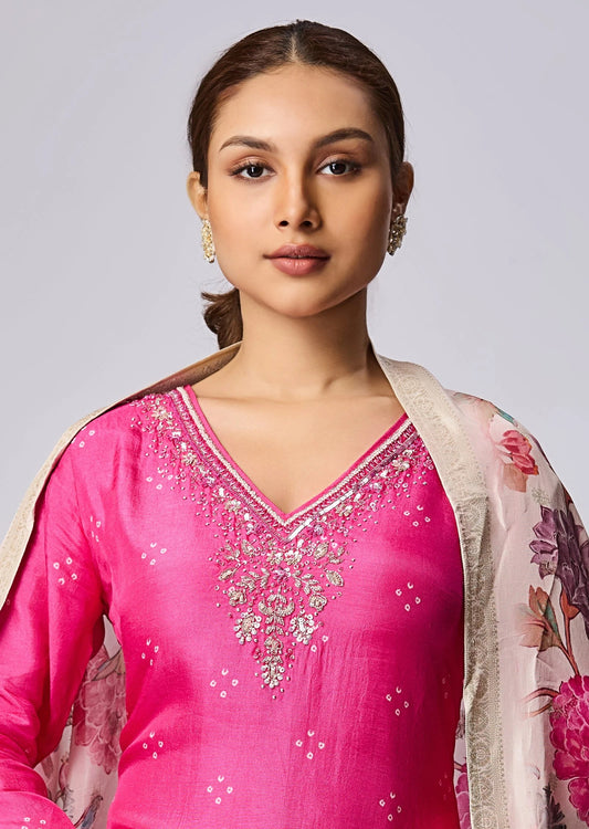 Rani Pink Silk Straight Cut Suit